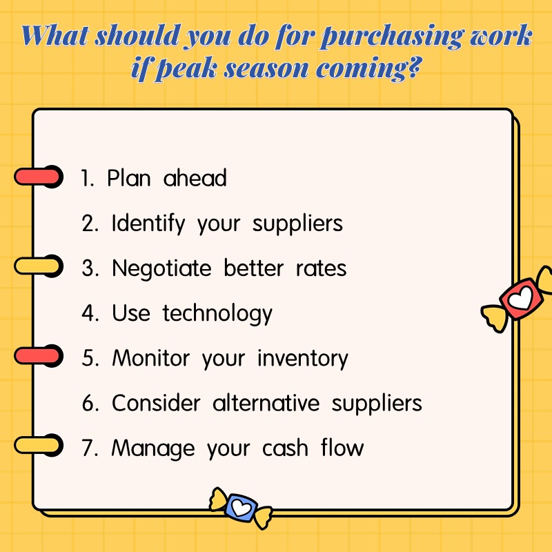 What should you do for purchasing work if peak season coming?